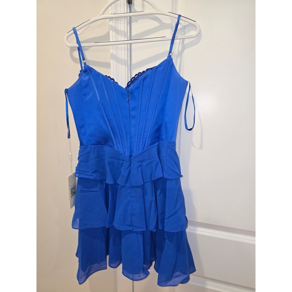 A-line Cowl Neck Tiered Flirty Ruffle Homecoming Dress size 4 New With Tags - Picture 6 of 11